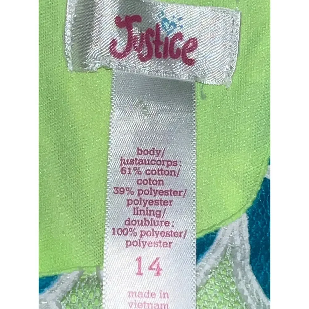 Justice Turquoise & Lime Floral Lace Dress 14